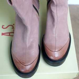 A.S.98 Pink and Tan Heeled Boots